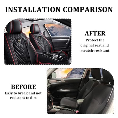 Car Seat Covers Front Seats for Honda CR-V 2000-2026, Waterproof Nappa Leather Car Seat Cover, Full Coverage Car Seat Covers Sets(2 Seats/Black Red) - color: Black Red 2 Seats, size: Honda CR-V 2000-2026