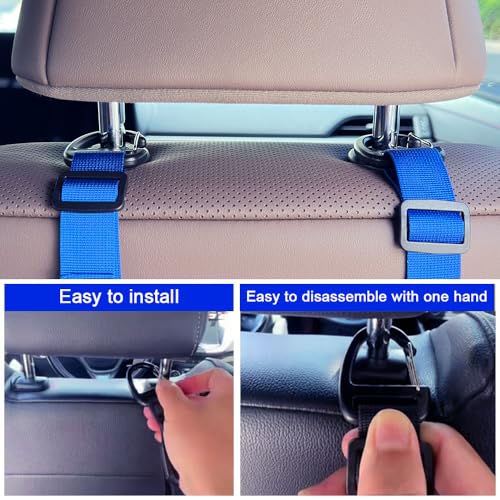 Car Headrest Hooks, Backseat Storage Organizer Hangers, Universal Vehicle Seat Back Hooks, 4 Pack (darkblue) - color: darkblue