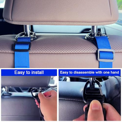 Car Headrest Hooks, Backseat Storage Organizer Hangers, Universal Vehicle Seat Back Hooks, 4 Pack (darkblue) - color: darkblue