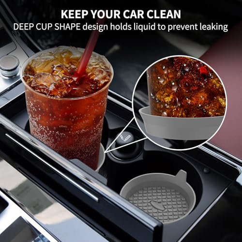 ME.FAN Car Cup Holder Coasters [4 Pack] Silicone Cups Mats, Automotive Universal Non-Slip Recessed Interior Accessories Dark Grey - color: 4pack-dark Grey