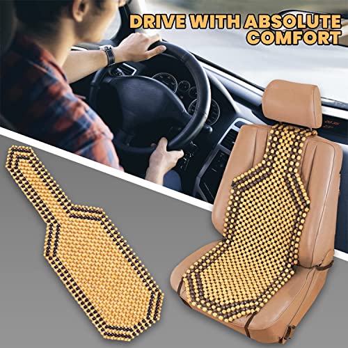 Wood Beaded Comfort Seat Cushion Seat Cover – 2 Pcs. Wooden Beaded Car Seat Cover – Natural Wood Double Strung Beads – Massage Comfort Cover Car Seat – Universal SUV Auto - color: 2 Pack Beige/ Black