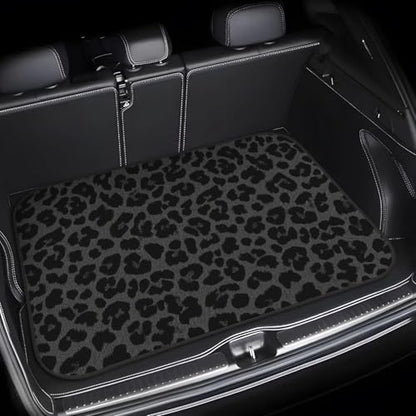 Universal Car Trunk Mat 29" x 39", Black Fashion Leopard All Weather Trunk Protection Cargo Liner, Durable Cargo Mat Rear Trunk Liner, Stylish Vehicle Interior Accessories Suitable for Most Car Models