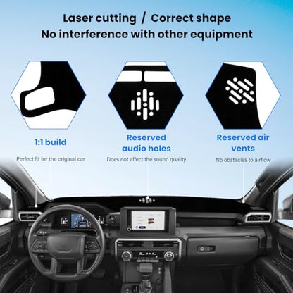 Dash Cover Mat Compatible with Toyota Tacoma 2024 2025 2026 Car Interior Dashboard Cover Mat Nonslip Dashmat Sunshade Glare UV Rays Protector Accessories Custom Fit - size: Compatible with Tacoma 2024 2025