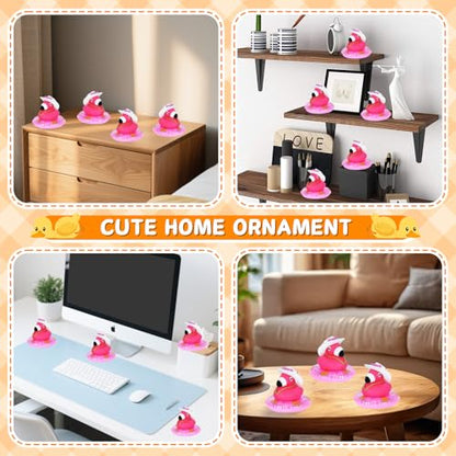 1pc Flamingo Rubber Duck with Cowboy Hat, Sunglasses, Gold Chain & Swim Ring - Dashboard Duck for Car, Home Office Desk, Party Gift for Adults - color: Style19