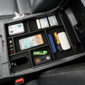 Autorder Center Console Organizer for 2014-2021 Toyota Tundra Accessories Armrest Storage Box Secondary Insert Full Tray with Red/Blue/Black Silicone Pads - size: 2014-2021 Toyota Tundra