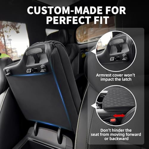 Center Console Armrest Cover Compatible with Hyundai Palisade 2020-2025 Accessories, Premium Leather Arm Rest Cover Pad, Car Middle Console Cover (Black) - size: 2020-2025 Hyundai Palisade