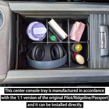 RUNROAD Center Console Organizer Compatible with Honda Pilot (2016-2022)/ Ridgeline (2017-2023)/ Passport (2019-2023) Accessories, Insert Armrest Dividers ABS Secondary Console Storage Box
