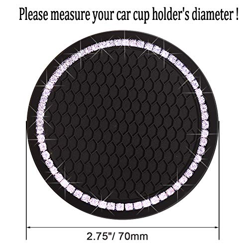 Car Cup Holder Coasters, Bling Cup Holder Insert Coaster Car Interior Accessories-2.75 inch Silicone Anti Slip Car Coaster-Universal (Pack of 2) DBlosp - color: Black