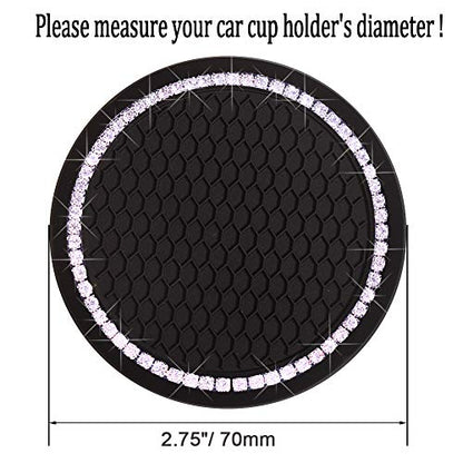 Car Cup Holder Coasters, Bling Cup Holder Insert Coaster Car Interior Accessories-2.75 inch Silicone Anti Slip Car Coaster-Universal (Pack of 2) DBlosp - color: Black