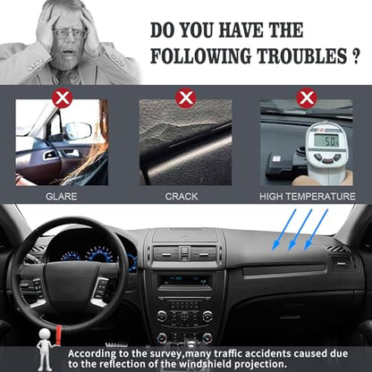 Dashboard Cover Dash Cover Mat Pad Carpet Custom Fit for Ford Fusion 2010 2011 2012 (Dark Gray) - color: 2010-2012 Dark Gray