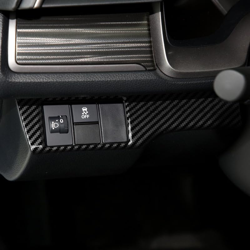Headlight Switch Control Decal for Honda Civic 2016 2017 2018 2019 2020 2021 10th Gen Accessories ABS Carbon Fiber Interior Stickers - color: Headlight Switch Button Trim