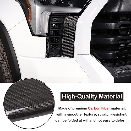 Aunginsy Car Front Headlight Bumper Grille Mesh Sticker Compatible with Toyota Tundra/Sequoia 2022 2023 2024 Pickup Truck Real Carbon Fiber Decorative Sticker Protection Cover Interior Accessories - size: Front Headlight Bumper Grille Sticker