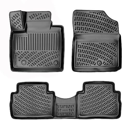 RizLiner 2021-2023 Hyundai Santa Fe Hybrid & Santa Fe Plug-in Hybrid (PHEV) Floor Mats 3D Custom Fit Compatible with Hyundai Santa Fe Car Mats Laser Measured Floor Liners All Weather (Front & Rear) - size: Santa Fe Hybrid 2021 - 2023