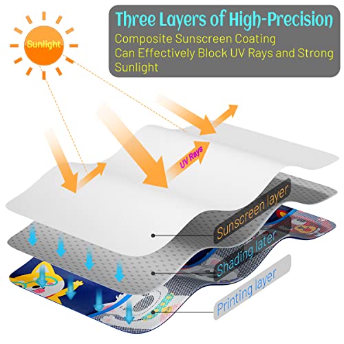 2 Pack Car Window Shade for Baby, Blackout Car Sun Shades with Storage Pockets, 7 Suction Cups, Blue, Cute Patterns for Sun/Heat/UV Rays Protection, Standard Passenger Cars - color: Blue-Cute Dogs 2PC