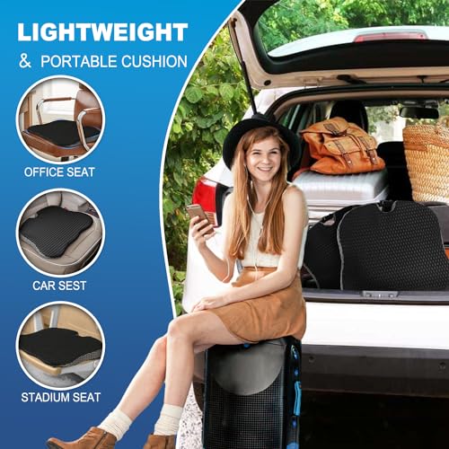 Hapiclody Car Seat Cushion for Driving,Office Chair Cushions Non-Slip Hip & Lower Back Tailbone Chair Pillow Pad,Memory Foam Seat Cushion for Car Seat Driver Truck Desk Wheelchair