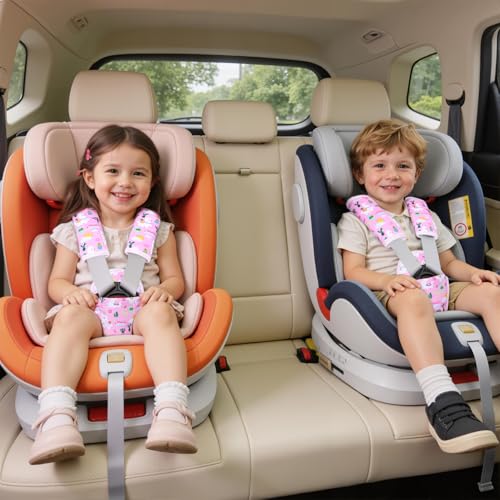 3 Pcs Car Seat Stroller Straps Pads for Baby, Newborn Soft Shoulder Strap and Crotch Covers, Universal Shoulder Straps Pads for Car Seat, Pushchair, High Chair (Pink Alpaca) - color: Pink Alpaca