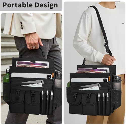 Car Front Seat Organizer Backseat Organizer with Dedicated Tablet Laptop Storage Adjustable Shoulder Strap Cup Holder Truck Seat Storage Universal Fits for Most of Car