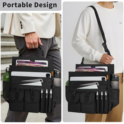 Car Front Seat Organizer Backseat Organizer with Dedicated Tablet Laptop Storage Adjustable Shoulder Strap Cup Holder Truck Seat Storage Universal Fits for Most of Car