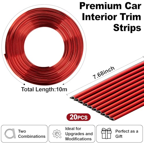 Red Car Accessories - 20PCS Air Conditioner Decoration Strip and 33Ft Car Interior Trim with Installing Tool DIY Flexible Car Accessories Interior Suitable for Most Vehicles