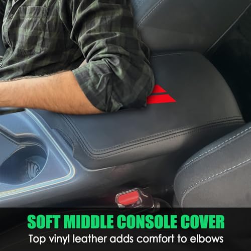 Center Console Cover for Dodge Challenger 2015-2023 - Anti-Scratch Armrest Cover for Dodge Challenger 2015 2016 2017 2018 2019 2020 2021 2022 2023 Interior Accessories - size: 3) 15-23 |Challenger| Black,W/ Logo, Thin Size