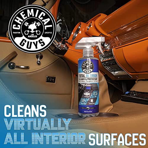 Chemical Guys Total Interior Cleaner & Protectant Interior Cleaner, Cleans & Protects Leather, Vinyl, Plastic, Rubber, Glass with a Streak-Free Finish — Cars, Trucks, SUVs, RVs, 16 oz - size: 16 Fl Oz (Pack of 1), style: Fresh