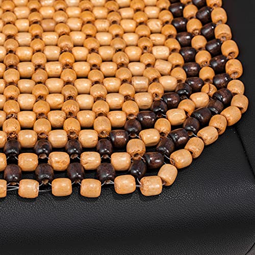 Road Comforts Wood Beaded Seat Cover Back Massage Cushion for Stress Free - Keeps Back from Getting Sweaty While Driving 1PC (Beige) - color: Beige Wood