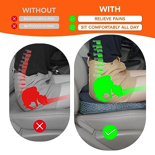Lofty Aim Car Seat Cushion, Comfort Memory Foam Car Cushions for Driving (Gray)