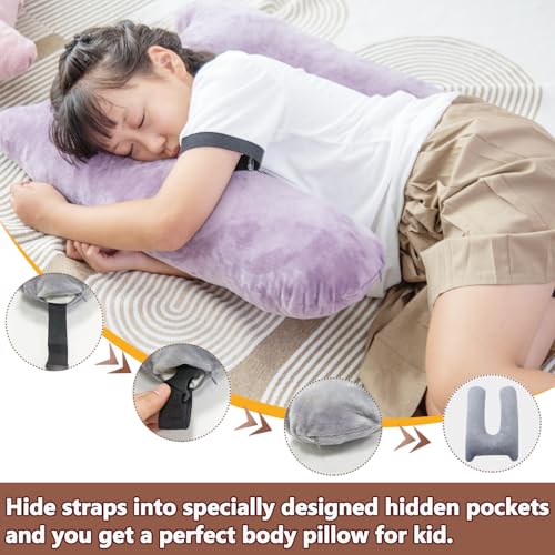 Car Pillow for Kids, Memory Foam Travel Pillow for Car and Adults, Kid Travel Pillow for Sleeping on Road Trip, Small Body Pillow for Kids (Grey)