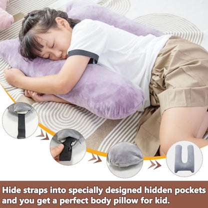 Car Pillow for Kids, Memory Foam Travel Pillow for Car and Adults, Kid Travel Pillow for Sleeping on Road Trip, Small Body Pillow for Kids (Grey)