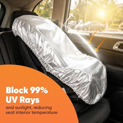 EcoNour Baby Car Seat Sun Shade Cover | Infant Carseat Heat Protector Keeps Toddler Seat at a Cool Temperature | Reflective car seat Sunshade Blocks Out Heat | Baby Travel Accessories - color: Silver