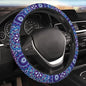 Boho Purple Flower Neoprene Steering Wheel Cover for Men Women Anti-Slip Elastic Steering Wheel Protective Cover 15in Universal Car Accessories Fit Cars, SUVs, Auto - color: Boho Purple Flower