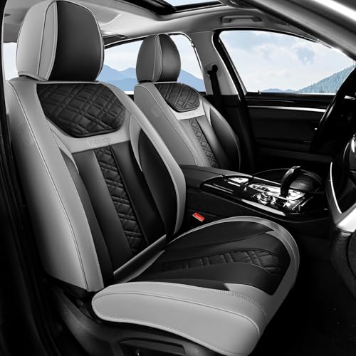 Seat Covers, Atomutive Car Seat Covers Full Sets, Waterproof Seat Cover for Cars, Luxury Leather Universal Seat Cover Accessories Fit for Most Cars SUV Truck Sedans(Grey)