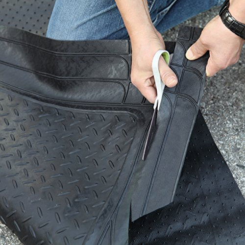 Waterproof Trunk Mat All Weather Cargo Liner 52" x 43" Universal Trimmable Tray Non Slip Interior Snow Rain Dust Rust Protection Heavy-Duty Black Rubber Rear Floor Carpet Cover Kids Dogs Pat Friendly