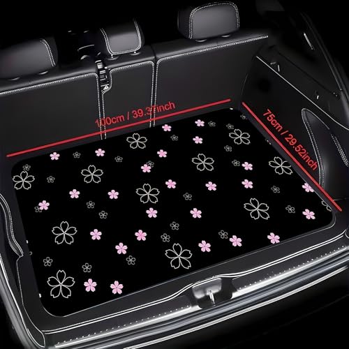 Universal Car Trunk Mat 29" x 39", Pink Simple Flowers All Weather Trunk Protection Cargo Liner, Durable Cargo Mat Rear Trunk Liner,Stylish Vehicle Interior Accessories Suitable for Most Car Models - color: Pink Simple Flowers