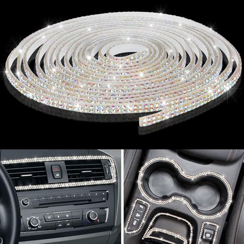 Kingdder 16.4 ft Bling Car Trim Self Adhesive Bling Car Accessories for Women Rhinestone Strip Glitter Diamond Sticker DIY Line Molding Dashboard Decal Shiny Auto Stuff for Interior Exterior Decor - color: Ab Color, size: 16.4 ft
