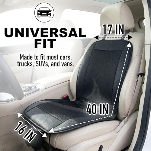 ZONETECH Cooling Car Seat Cushion 12V Black Automotive Adjustable Temperature Comfortable Car Seat Cooling Pad, Cooling Car Seat Cover for Car SUV Truck Universal Fit - color: Black 1 Pack