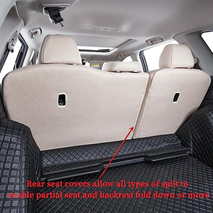 Coverdram Custom Seat Covers Compatible with Select Toyota RAV4 LE 2013 2014 2015 2016 2017 2018 Models (Beige,Full Set) - color: Beige, size: 2013-2018 RAV4 LE