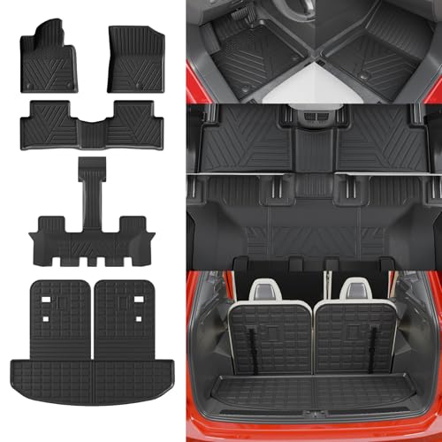 Floor Mats Compatible with 2021-2025 2026 Kia Sorento 6&7 Passenger Cargo Mat TPE Back Seat Cover Protector 2024 Sorento Accessories (Fit 6&7 Seats,Trunk Mat with Backrest Mats+Floor Mats) - style: For Kia Sorento | 2021-2026