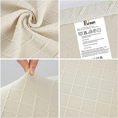 Fuloon Stretch Jacquard Dining Bench Cover - Anti-Dust Removable Bench Slipcover Washable Seat Cushion Protector for Bedroom, Kitchen, Hotel, Banquet (Beige) - color: Beige
