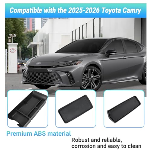 Center Console Organizer 3PC Compatible with 2025-2026 Toyota Camry Accessories, Armrest Storage Box, Charging Zone Anti-Slip Mat and Gear Shifter Right Side Console Organizer Tray - size: Center Console Organizer 3PC