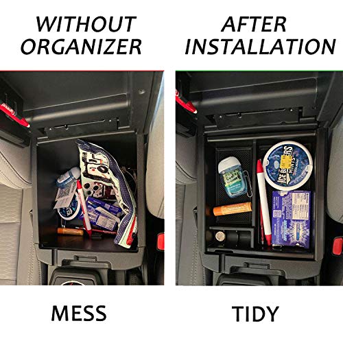 Center Console Accessory Organizer Compatible with Toyota Tacoma 2016 2017 2018 2019 2020 2021 2022 2023, ABS Material Box Insert Tray (Black trim) - color: black