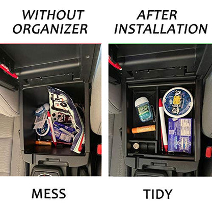 Center Console Accessory Organizer Compatible with Toyota Tacoma 2016 2017 2018 2019 2020 2021 2022 2023, ABS Material Box Insert Tray (Black trim)