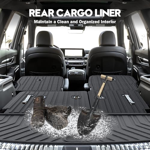KUST Cargo Mat for 2020-2025 Kia Telluride 7 Seats, Rubber Rear Trunk Liner with 2nd/3rd Row Backrest Kick Mat for Telluride Accessories High Edge Cover All Weather Protection - style: Telluride 2020-2025 │ Trunk + Backrest Mat