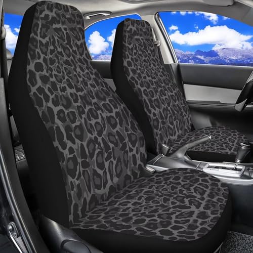 Black Leopard Print Car Seat Covers Universal Front Car Seats Anti-Slip Back Fabric Removable Automotive Accessories Suitable for Cars SUV - color: Black Leopard Print