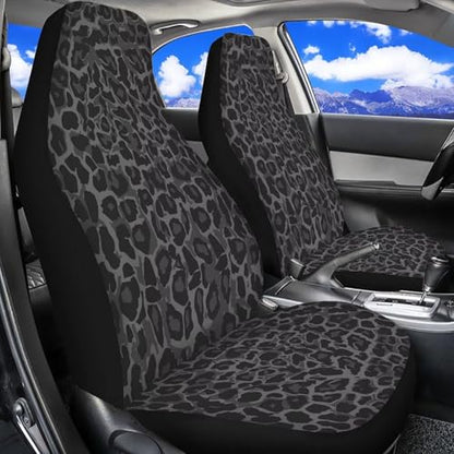Black Leopard Print Car Seat Covers Universal Front Car Seats Anti-Slip Back Fabric Removable Automotive Accessories Suitable for Cars SUV - color: Black Leopard Print