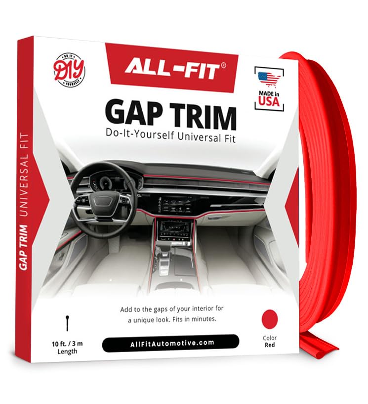 Car Gap Filler – 10 Ft Red Trim Molding - Made in USA – Award Winning Universal Car Interior Accessories for Dashboards, Panels, & Air Vents – Easy DIY Installation