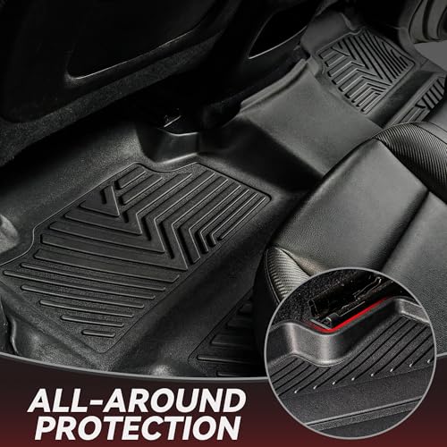 YITAMOTOR Floor Mats Compatible with 2014-2018 Chevy Silverado/GMC Sierra 1500 Crew Cab, 2015-2019 Silverado/Sierra 2500 HD/3500 HD Crew Cab, Custom Fit Liners, 1st & 2nd Row All-Weather Protection