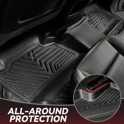 YITAMOTOR Floor Mats Compatible with 2014-2018 Chevy Silverado/GMC Sierra 1500 Crew Cab, 2015-2019 Silverado/Sierra 2500 HD/3500 HD Crew Cab, Custom Fit Liners, 1st & 2nd Row All-Weather Protection