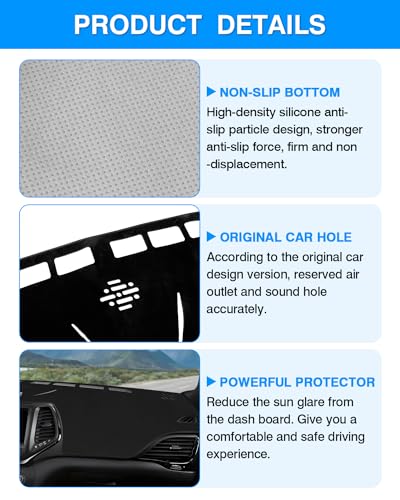 Autorder Dashboard Cover Mat for 2014-2023 Jeep Cherokee Accessories Dash Cover Flannel Dash Mat Sunshade Glare UV Rays Protector (Not Fit Grand Cherokee) - size: 2014-2023 Jeep Cherokee