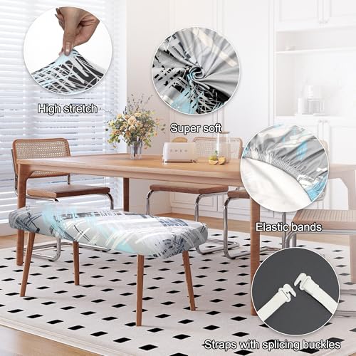 Stretch Bench Cover, Seat Cushion Protector, Washable Slipcover, Printed Rectangle Cover for Dining Room, Living Room, Kitchen - color: Concerto